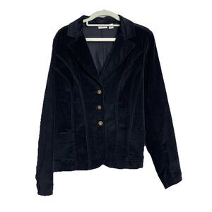 Cato Womens Black Corduroy Blazer Size Medium 3 Button Pockets